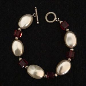 Pearl and Ruby Red Bracelet